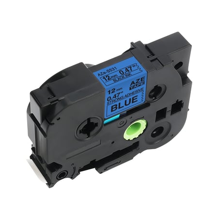 TZC-S531 ليبل براذر صيني مقاس 12 ملي طباعة اللون اسود على ازرق