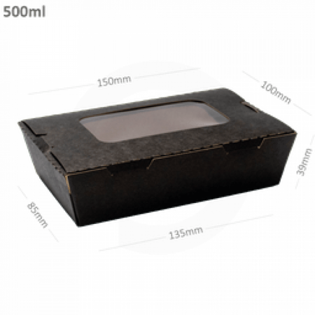 علبة طعام اسود 500 ملم ورق كرفت كرتون 200 علبة