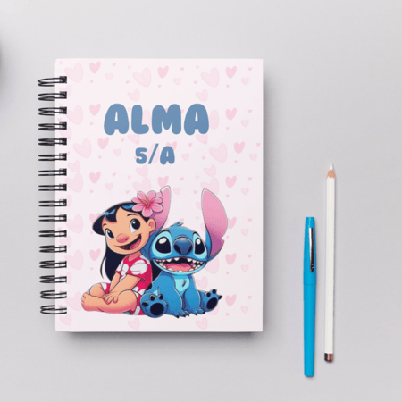 دفتر بالاسم والصف بتصميم Stitch