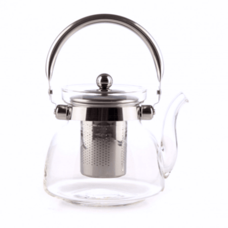إبريق شاي زجاج حراري بمقبض استيل  بحجم 600 مل