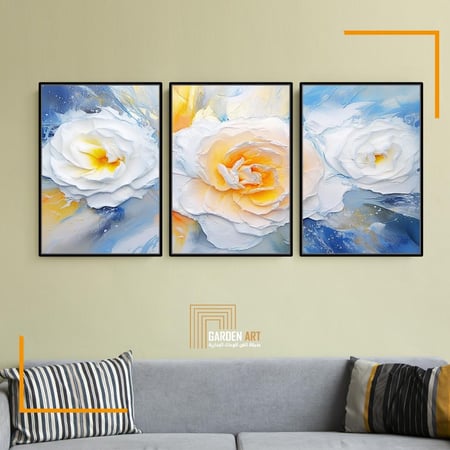 لــوحات ثلاثية - ورد ابيض