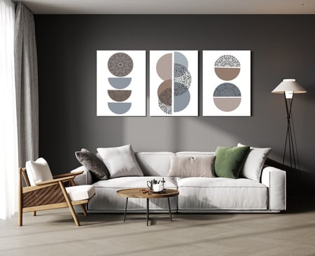 لوحة ثلاثية -دوائر مقسمه بأكثر من شكل