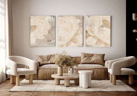 لوحة ثلاثية - فن تجريدي لزهرة