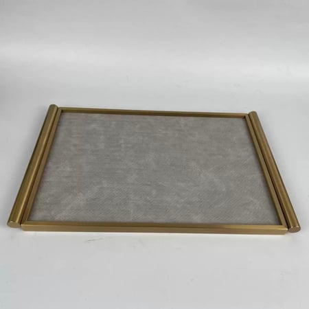 صينية تقديم فاخره رمادي بأطار ذهبي