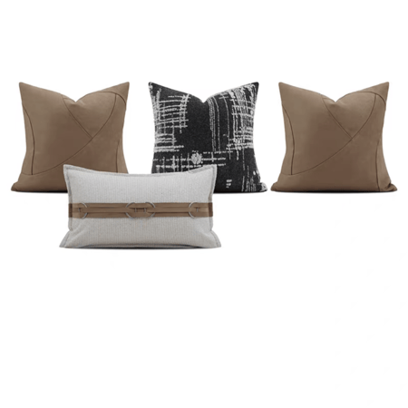 مجموعة أغطية وسائد بني جملي واسود