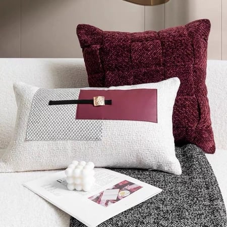 مجموعة اغطية وسائد عنابي وابيض واسود - فانسي هوم