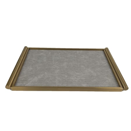 صينية تقديم فاخره رمادي بأطار ذهبي