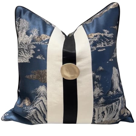 غطاء خدادية أزرق فاخر باكسسوار ذهبي