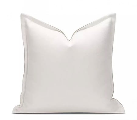 غطاء خدادية أبيض بحواف بيج أنيقة