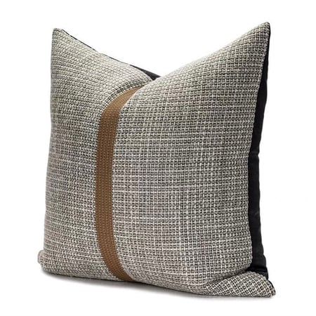 غطاء وسادة رمادي وبني