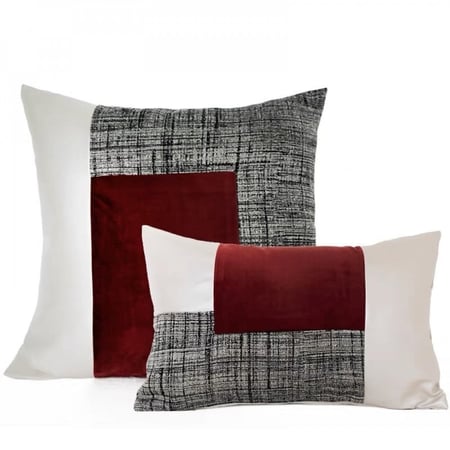 غطاء وسادة احمر وابيض