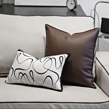 خداديات مودرن بتصميم أبيض وأسود مع جلد بني أنيق | فانسي هوم