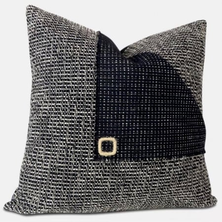 غطاء وساده انيق بقصه مودرن اسود ورمادي