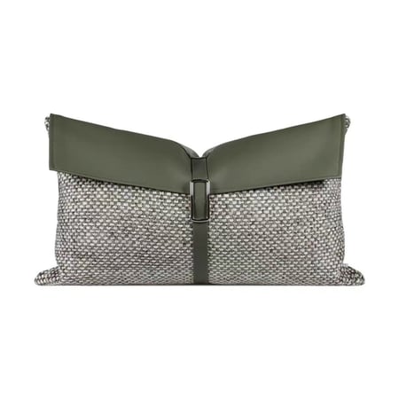 غطاء خدادية أنيق أخضر زيتي وتفاصيل جلدية | كوشنز مودرن