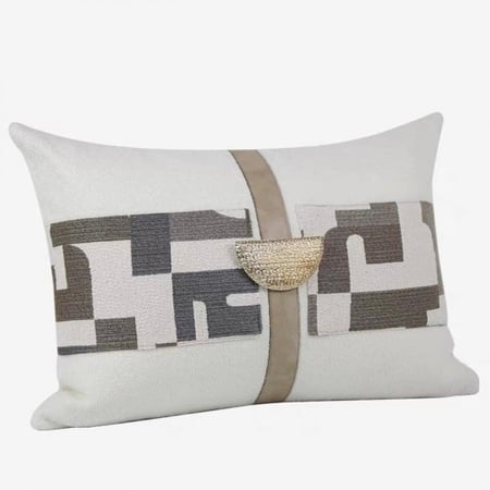 خدادية ديكور مستطيلة باللون الكريمي والرمادي ولمسة ذهبية مميزة