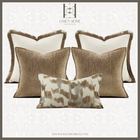 اغطيه مخدات بدرجات البني والبيج
