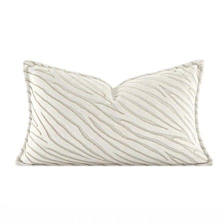 خدادية مستطيلة بيج بنقشة فاخرة مستوحاة من حمار الوحش لتزيين الكنب