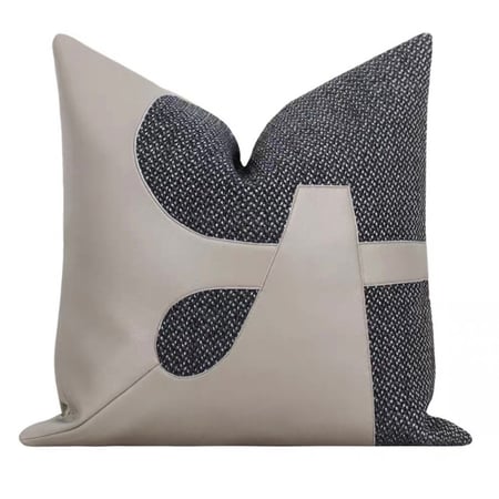 غطاء وسادة بيج ورمادي غامق