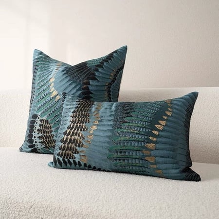 غطاء خدادية أزرق بنقشة ريش الطاووس