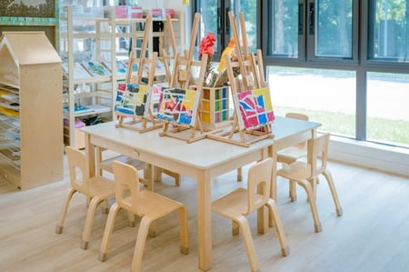 طاولة خشبية مستطيلة 6:4 طلاب - ارتفاع 50