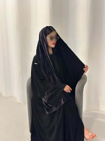 طرحة دبل فيس أسود ساده ومخمل (أسود ـ بني - موف غامق)