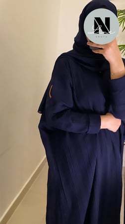 عباية لينن مكسر - كحلي