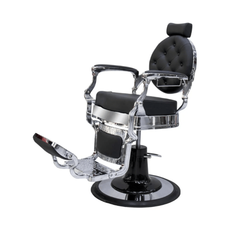 كرسي قص شعر اسود فضي 1S