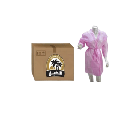 روب باكمام وردي للاستخدام مرة واحدة  كرتون 10 شدات كل شدة  10 قطع