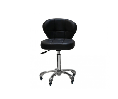 صالون سستم كرسي عاملات دائري بقاعدة بلاستيك - أسود