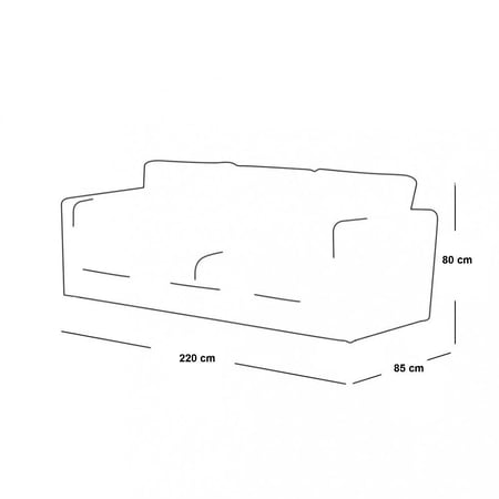 كنبة 3 مقاعد 220×85×80سم - اسود