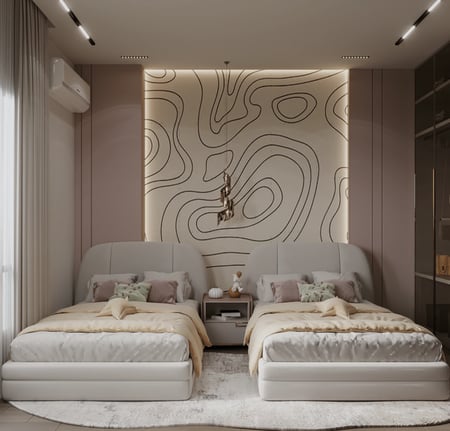 طقم سريرين - اوف وايت