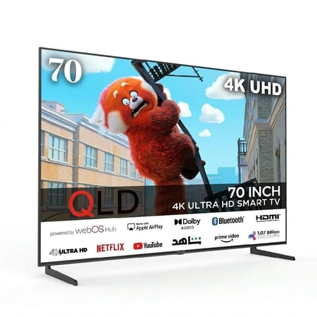 شاشة,ماركة كيو ال دي,70بوصة,سمارت,فوركيه,نظام ويبوس,الموديل QLDT-70S4KW1