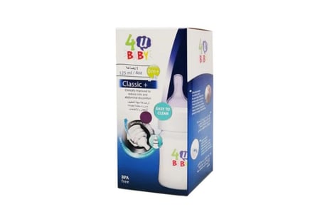 رضّاعة 4 يو بيبي طبيعية 125 مل - مضادة للمغص