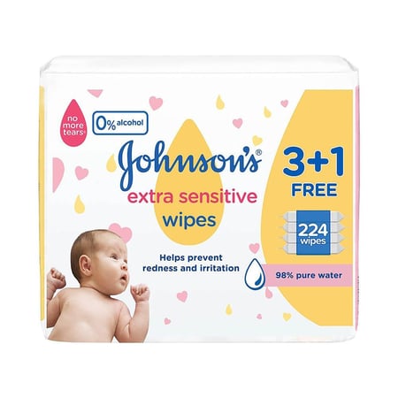 مناديل جونسون الحساسة للغاية 3+1 مجانًا