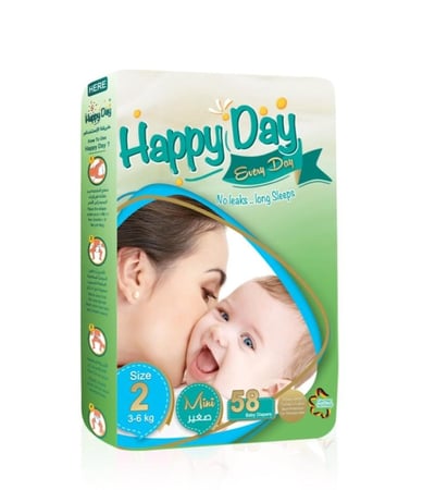 حفاضات أطفال هابي داي رقم 2 - 58 حفاضة