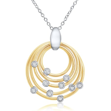 عقد Galaxy Circles – فضة عيار 925 مطلي بالذهب الأصفر مرصع بالماس مصنع مخبريا | مجوهرات لفوري