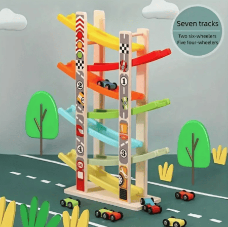مسار السيارات الخشبي (7 مسارات)