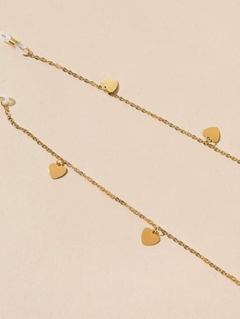 سلسال نظارات شمسية مطلي بلون ذهبي انيق مزين بقلوب صغيرة اكسسوارت نظارة