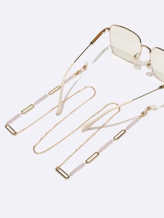 سلسلة نظارات مزخرفة بشكل اسطواني ذهبي 11844