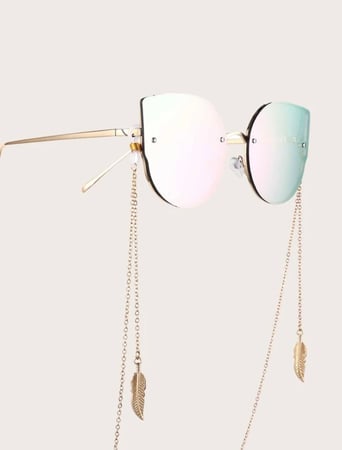 سلسلة نظارات ذهبية بتعليقة ورق 11825