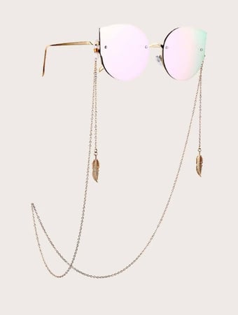 سلسلة نظارات ذهبية بتعليقة ورق 11825