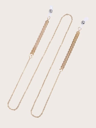 سلسال نظارات شمسية مطلية بلون ذهبي انيقة اكسسوارات نظارات حزام نظارات