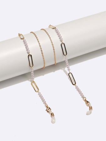 سلسلة نظارات مزخرفة بشكل اسطواني ذهبي 11844