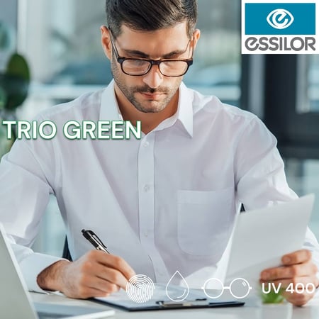 عدسات نظارات TRIO GREEN من شركة Essilor بعاكس أخضر