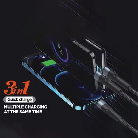 كيبل شحن من- قماش - متعدد 1.2 متر من ماركة PROMASS