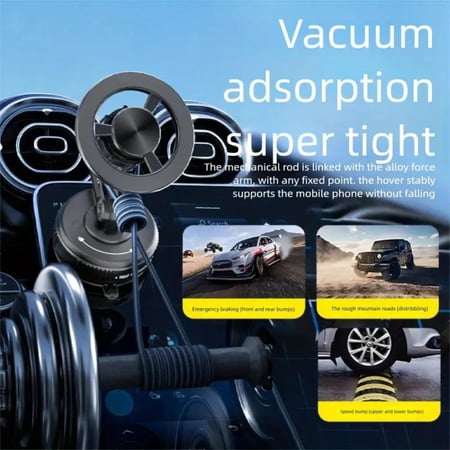 حامل جوال مغناطيسي مع رأس طويل قابل للتحكم الكامل 360 درجة بسحب الهواء ستاند ماج سيف شفط يدوي