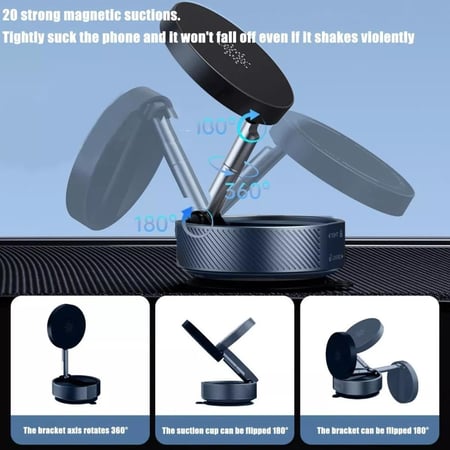 الإصدار الجديد 2 - حامل جوال مغناطيسي 360 درجة بسحب الهواء ستاند ماج سيف شفط يدوي