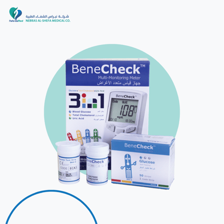 جهاز BeneCheck مع 50 شريط جلوكوز
