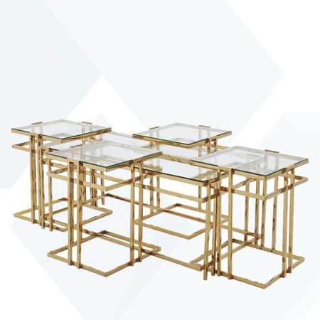 طقم طاولات استيل زجاج