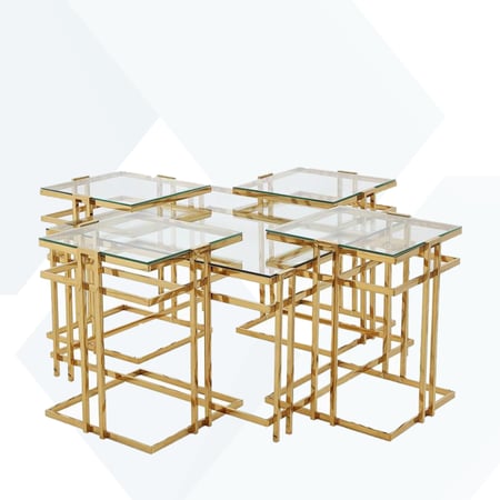 طقم طاولات استيل زجاج